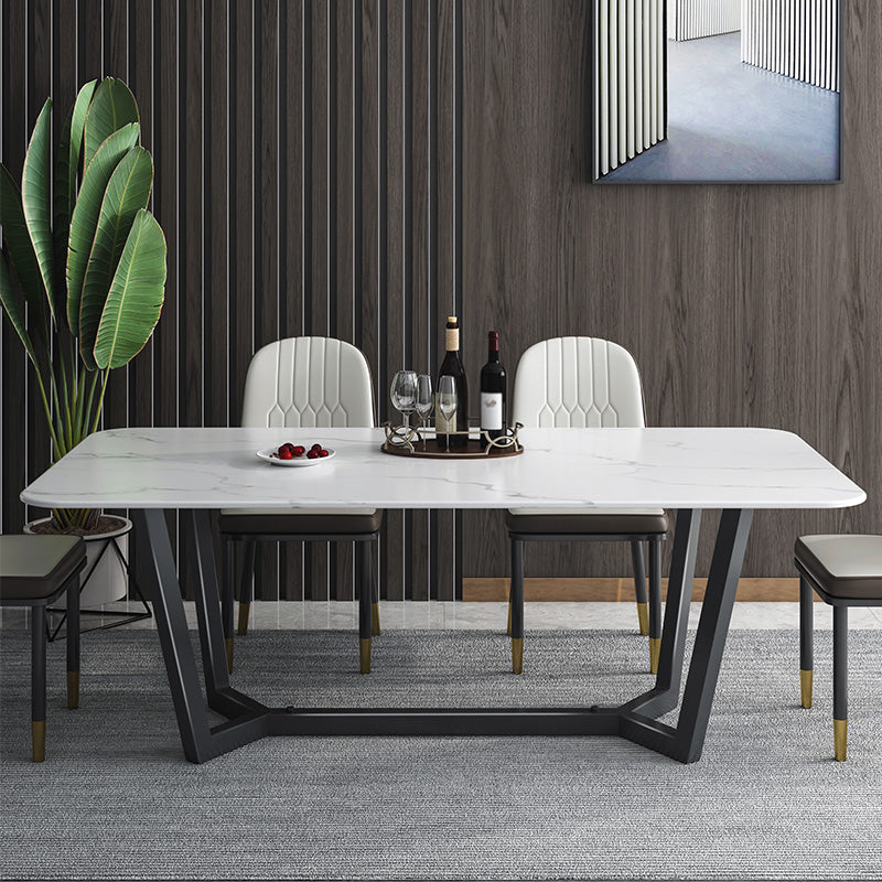 Sintered Stone Top Modern Table for Restaurant Oval Dining Table with Trestle Base