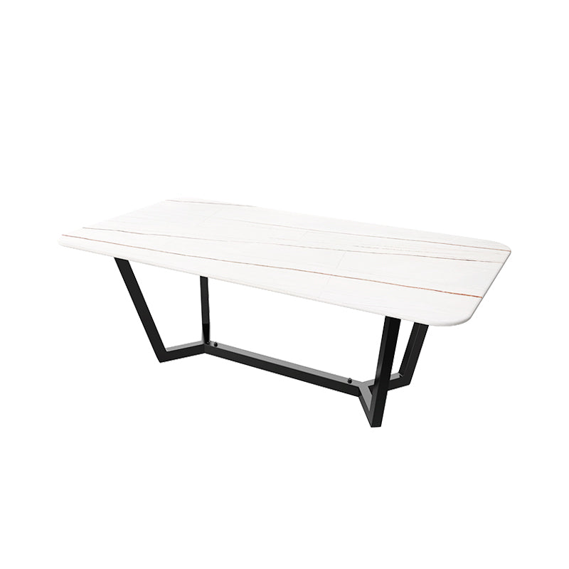 Sintered Stone Top Modern Table for Restaurant Oval Dining Table with Trestle Base