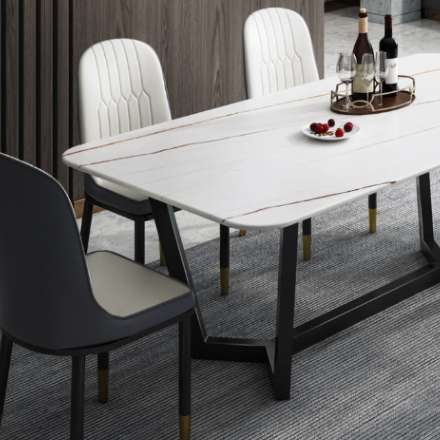 Sintered Stone Top Modern Table for Restaurant Oval Dining Table with Trestle Base
