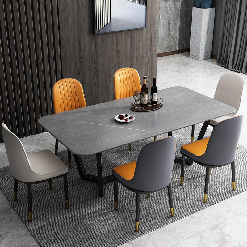 Sintered Stone Top Modern Table for Restaurant Oval Dining Table with Trestle Base