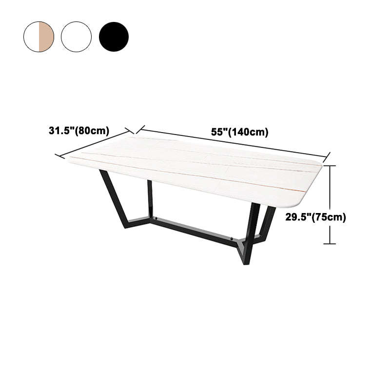 Sintered Stone Top Modern Table for Restaurant Oval Dining Table with Trestle Base
