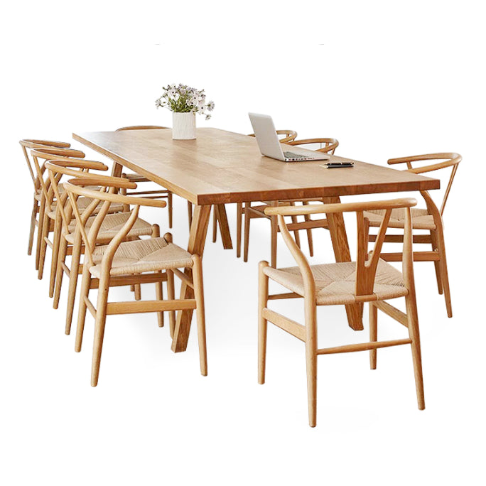 Rectangle Solid Wood Dining Table Modern Natural Tripod Base Dining Table