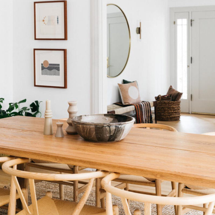 Rectangle Solid Wood Dining Table Modern Natural Tripod Base Dining Table