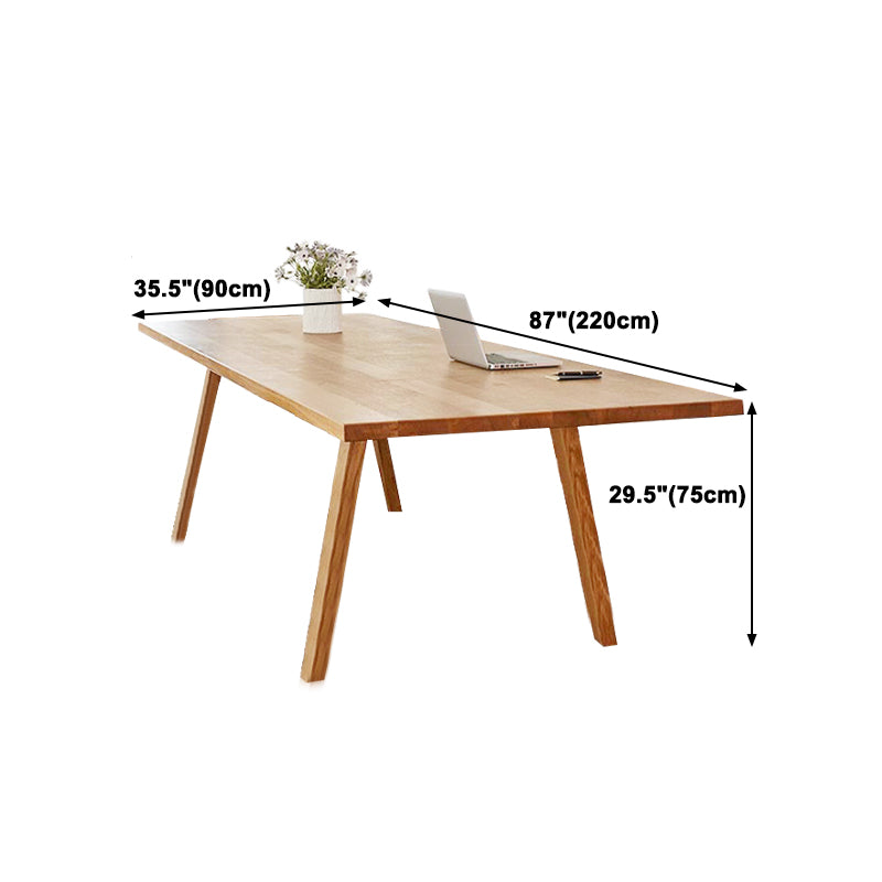 Rectangle Solid Wood Dining Table Modern Natural Tripod Base Dining Table