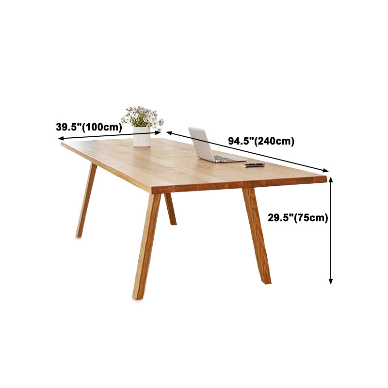 Rectangle Solid Wood Dining Table Modern Natural Tripod Base Dining Table