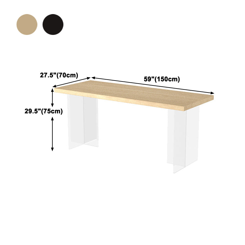 Mesa de comedor de madera maciza Mesa rectangular moderna con base de pedestal doble