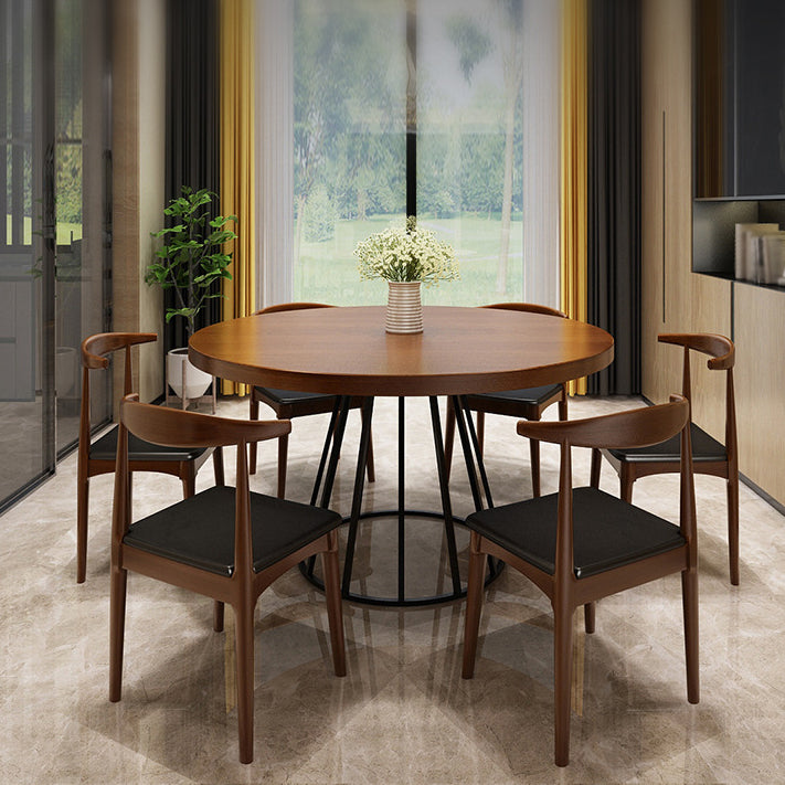 Eigentijdse ronde houten tafel Standaard hoogte eettafel met voetstuk