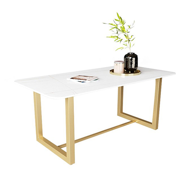 Luxury Sintered Stone Top Dining Table Rectangle Table with Trestle Base