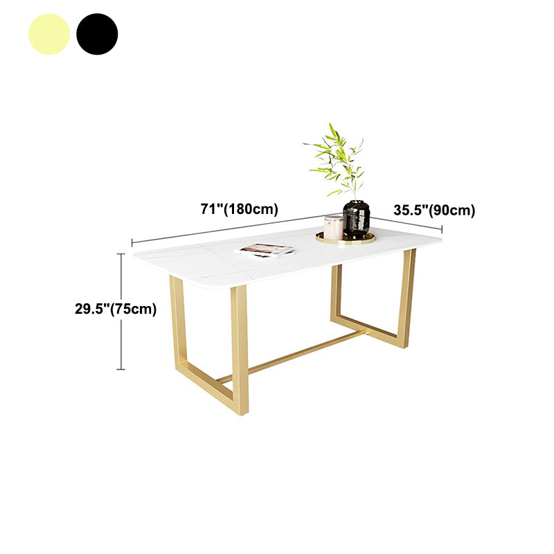 Luxury Sintered Stone Top Dining Table Rectangle Table with Trestle Base