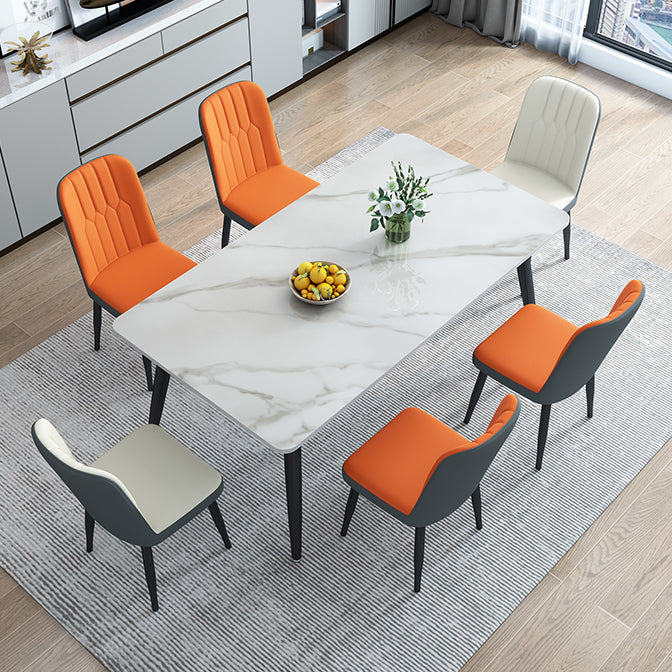 Stone Rectangle Dining Table Modern Metal Black Frame Tripod Dining Table