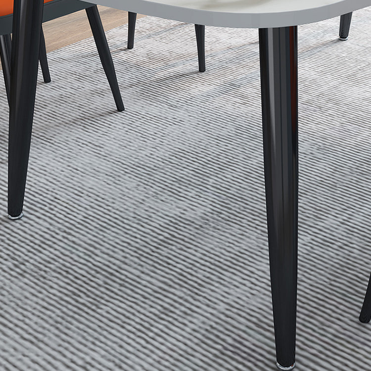 Stone Rectangle Dining Table Modern Metal Black Frame Tripod Dining Table