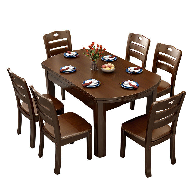 Moderne massief houten eetkamercollectie Uitschuifbare eettafel op schraag