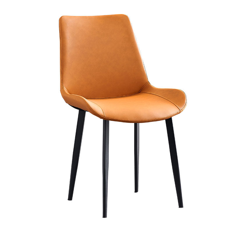 Silla lateral de comedor con respaldo sólido y brazo industrial Silla lateral de piel sintética