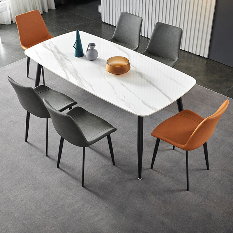 Silla lateral de comedor con respaldo sólido y brazo industrial Silla lateral de piel sintética