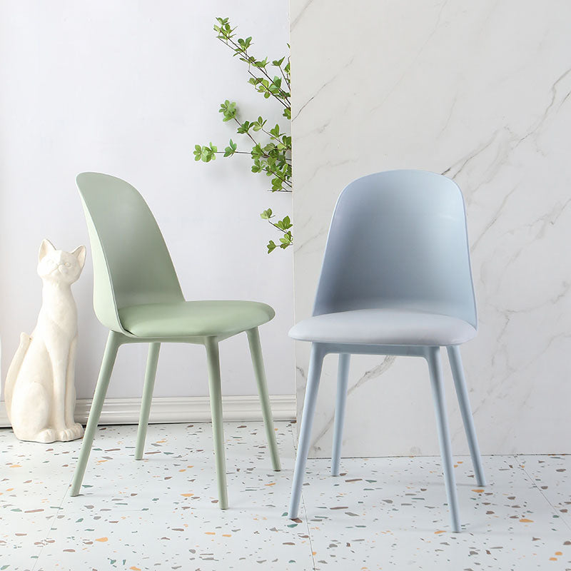 Silla lateral escandinava de plástico sin brazos, silla con respaldo sólido para el hogar