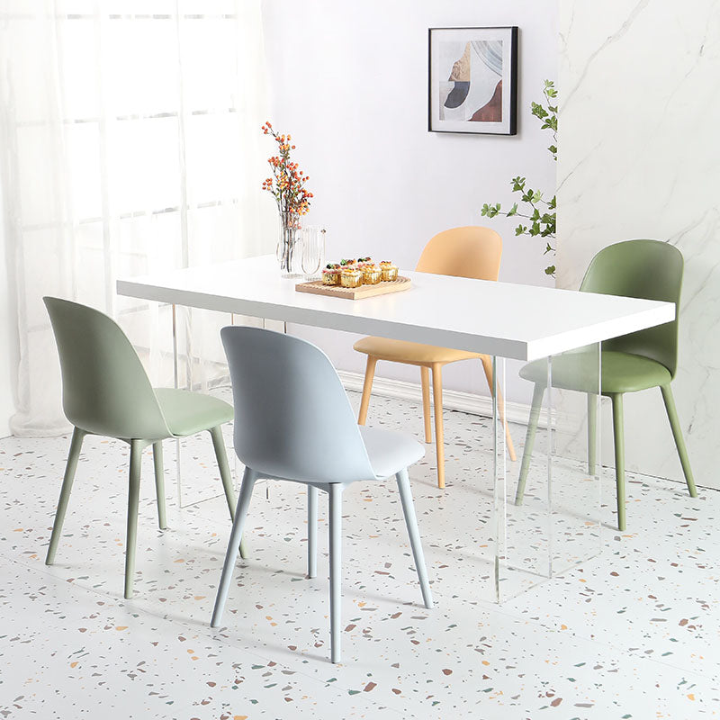 Silla lateral escandinava de plástico sin brazos, silla con respaldo sólido para el hogar