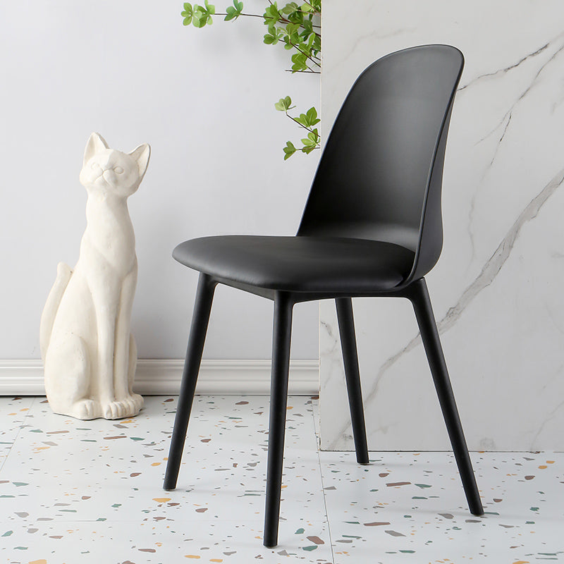 Silla lateral escandinava de plástico sin brazos, silla con respaldo sólido para el hogar
