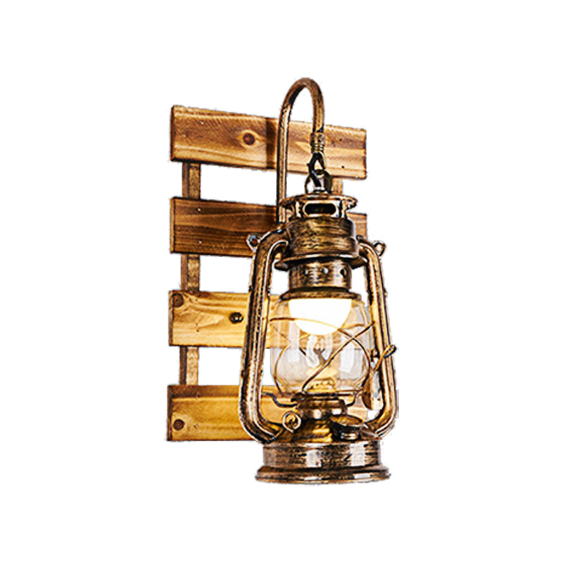 Brass One Light Sconce Light Coastal Clear Glass Rectangle/Square Wall Lighting Fixture for Dining Room