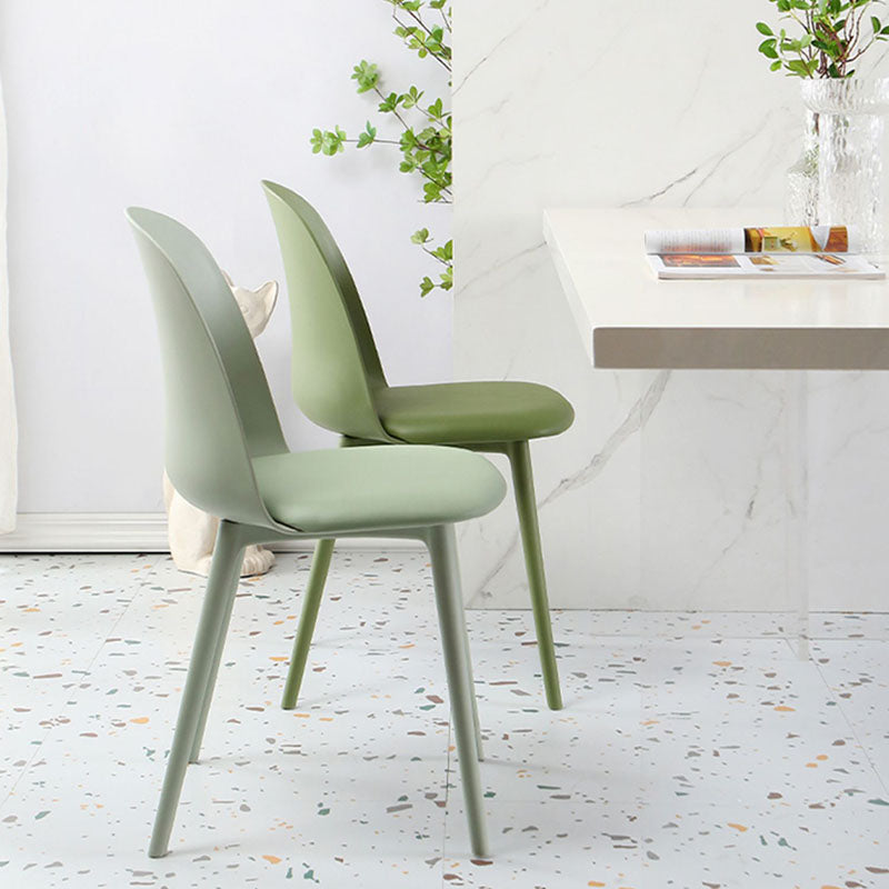 Silla lateral escandinava de plástico sin brazos, silla con respaldo sólido para el hogar