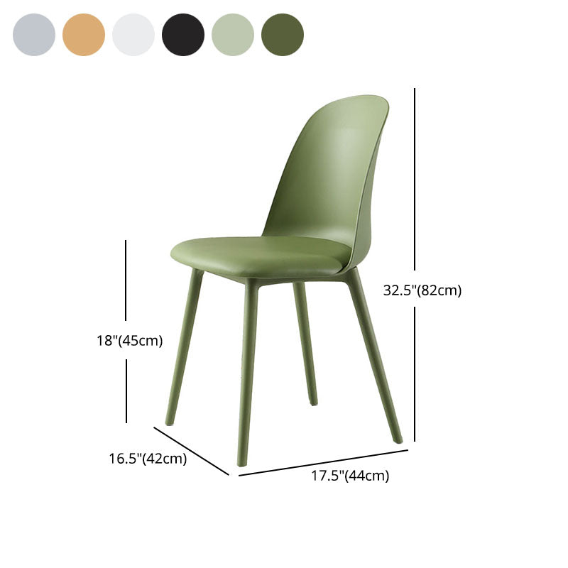 Silla lateral escandinava de plástico sin brazos, silla con respaldo sólido para el hogar