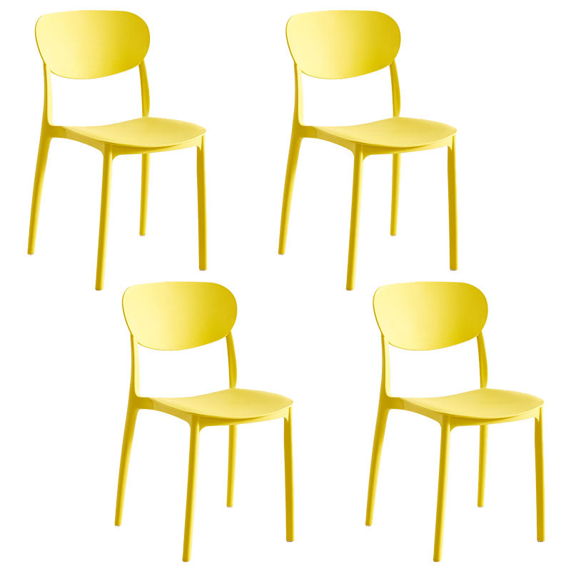 Moderne stapelbare stoel eetkamerarmloze stoelen met plastic poten voor keuken