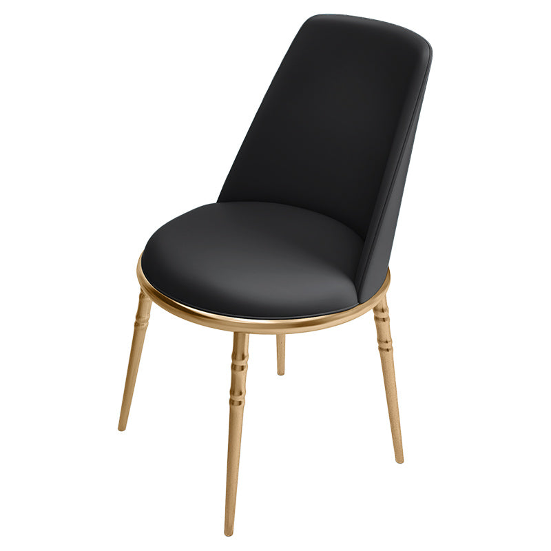 Silla lateral escandinava de piel sintética para el hogar, silla con respaldo sólido sin brazos