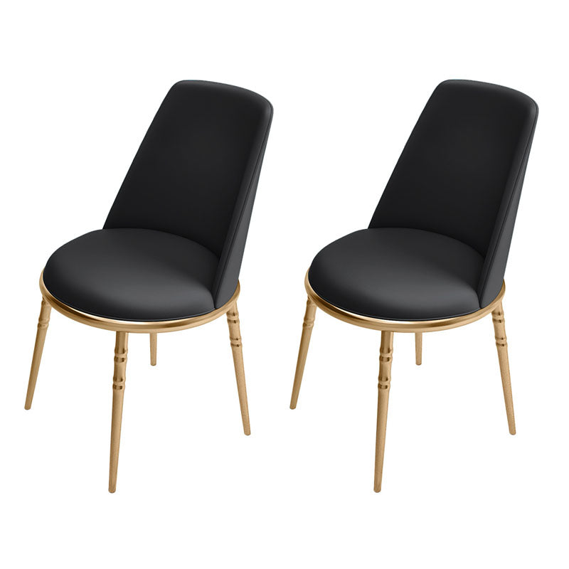 Silla lateral escandinava de piel sintética para el hogar, silla con respaldo sólido sin brazos