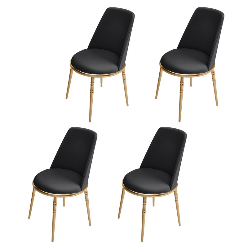 Silla lateral escandinava de piel sintética para el hogar, silla con respaldo sólido sin brazos