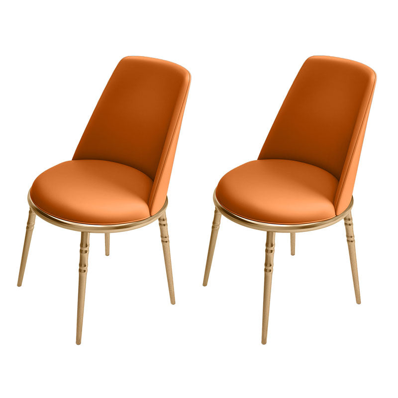 Silla lateral escandinava de piel sintética para el hogar, silla con respaldo sólido sin brazos