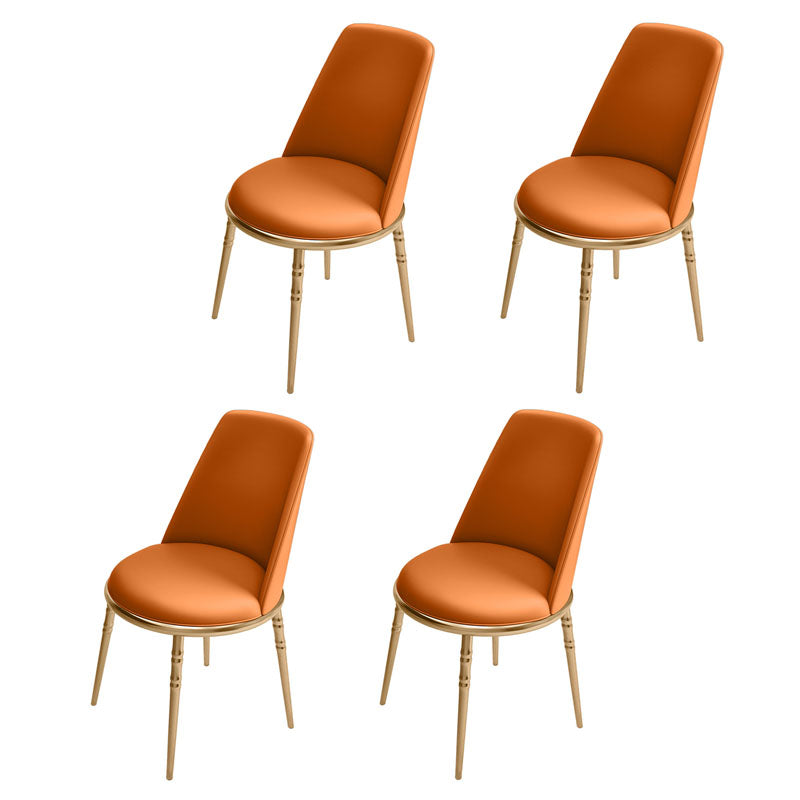 Silla lateral escandinava de piel sintética para el hogar, silla con respaldo sólido sin brazos