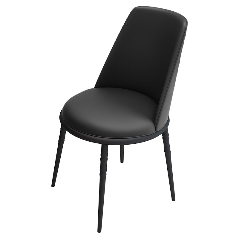 Silla lateral escandinava de piel sintética para el hogar, silla con respaldo sólido sin brazos