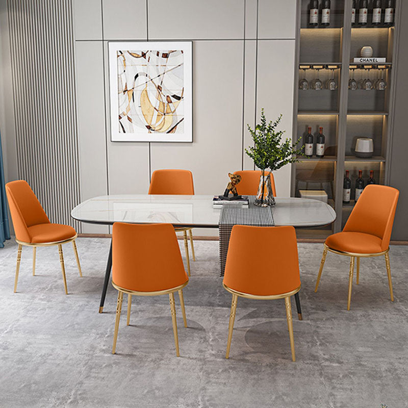 Silla lateral escandinava de piel sintética para el hogar, silla con respaldo sólido sin brazos