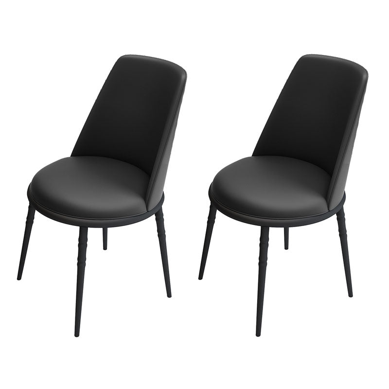 Silla lateral escandinava de piel sintética para el hogar, silla con respaldo sólido sin brazos