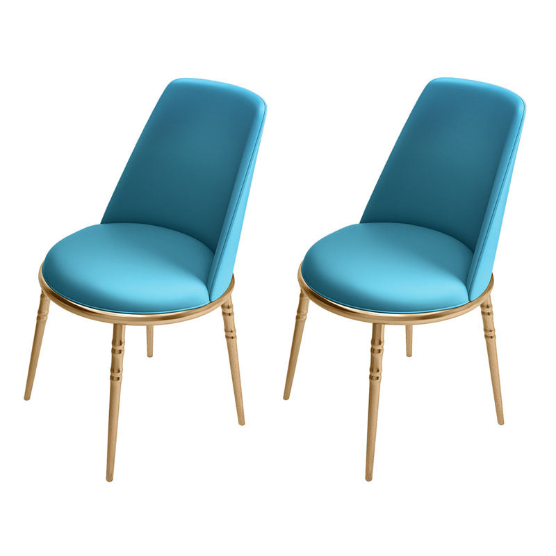Silla lateral escandinava de piel sintética para el hogar, silla con respaldo sólido sin brazos