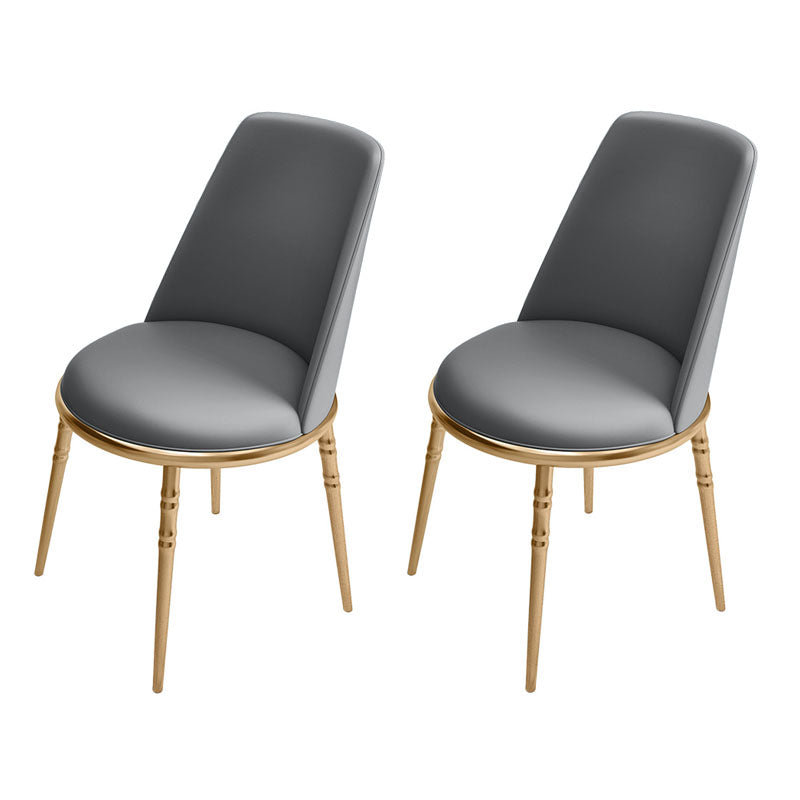 Silla lateral escandinava de piel sintética para el hogar, silla con respaldo sólido sin brazos