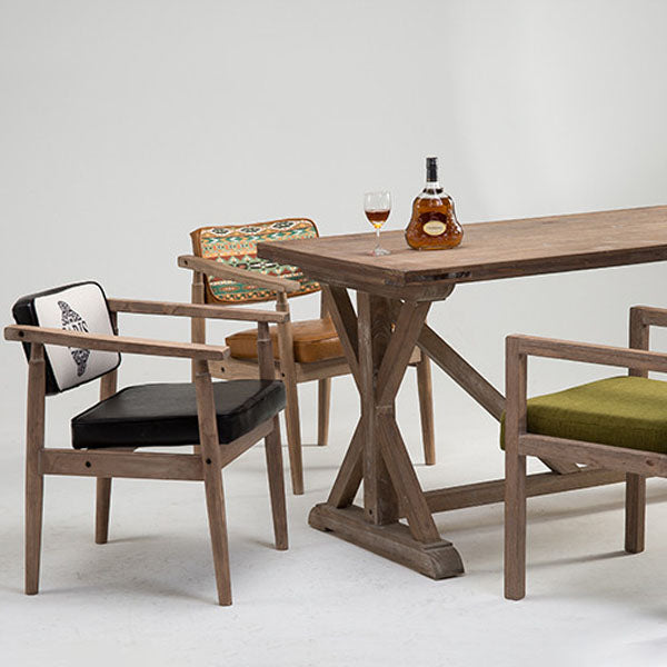 Silla de comedor con brazo abierto para cafetería de granja, acabado mate de cuero