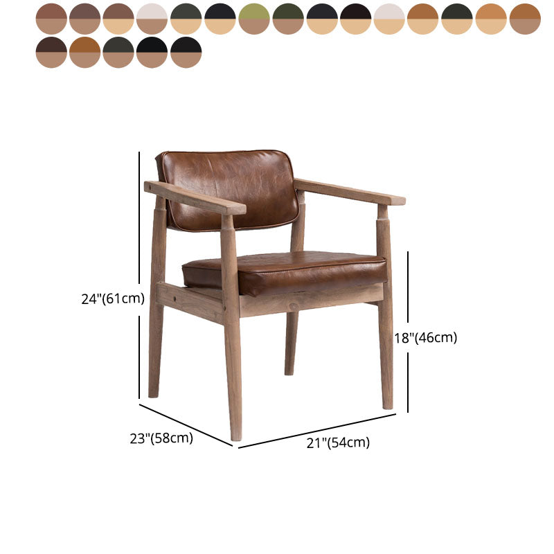 Silla de comedor con brazo abierto para cafetería de granja, acabado mate de cuero