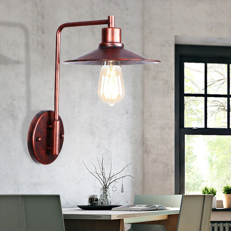 One Bulb Wall Sconce with Cone/Dome/Wide Flare Shade Metal Industrial Dining Room Light Fixture in Copper