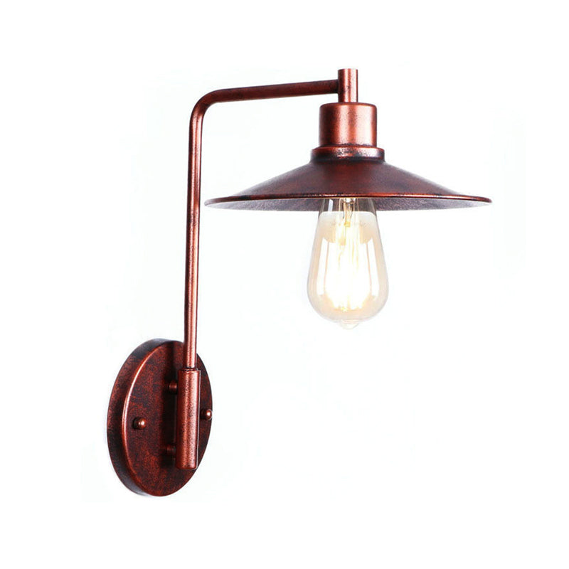 One Bulb Wall Sconce with Cone/Dome/Wide Flare Shade Metal Industrial Dining Room Light Fixture in Copper