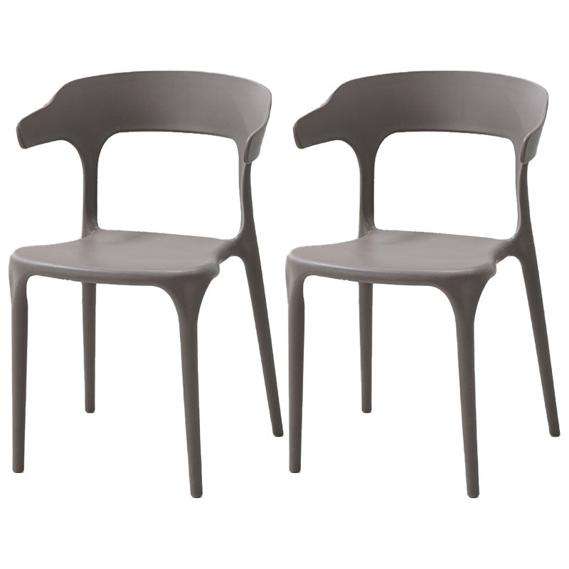 Sillas apilables de estilo moderno, silla con respaldo abierto sin brazos y patas de plástico para cocina