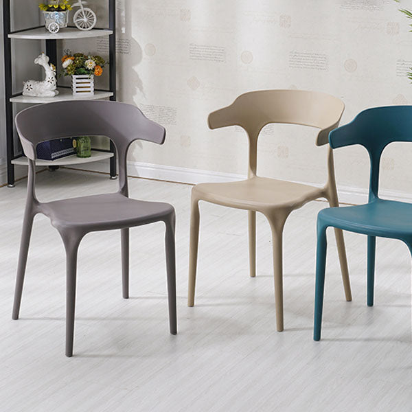 Sillas apilables de estilo moderno, silla con respaldo abierto sin brazos y patas de plástico para cocina