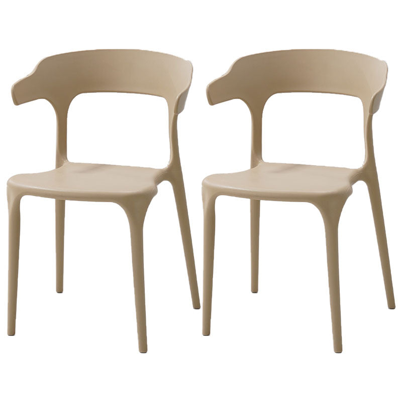 Stapelbare stoelen in moderne stijl, armloze stoel met open rug en kunststof poten voor de keuken