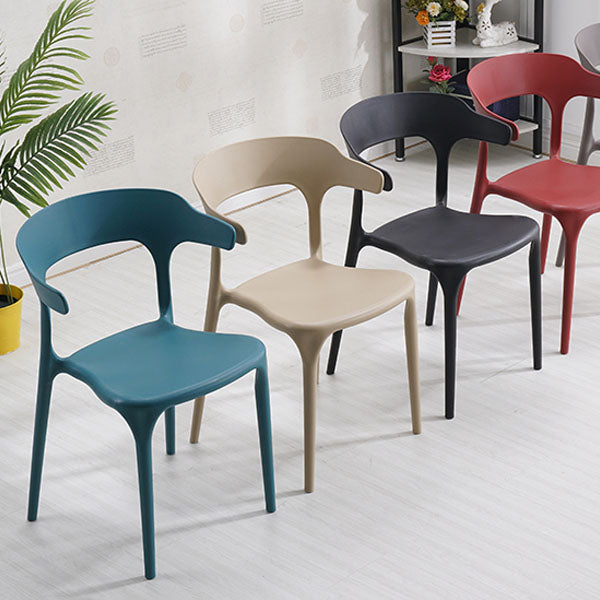 Sillas apilables de estilo moderno, silla con respaldo abierto sin brazos y patas de plástico para cocina