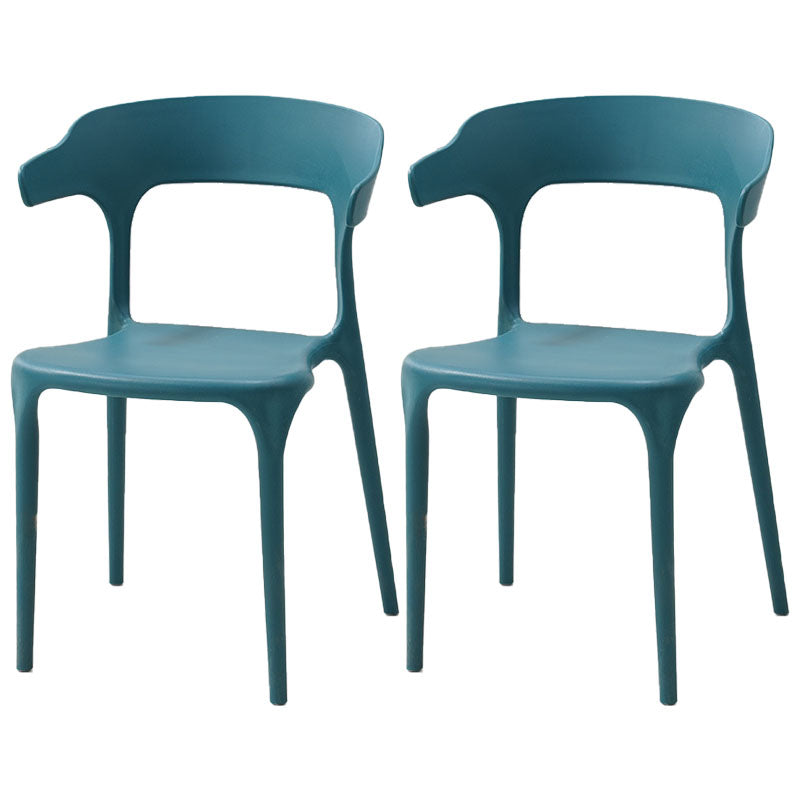 Sillas apilables de estilo moderno, silla con respaldo abierto sin brazos y patas de plástico para cocina