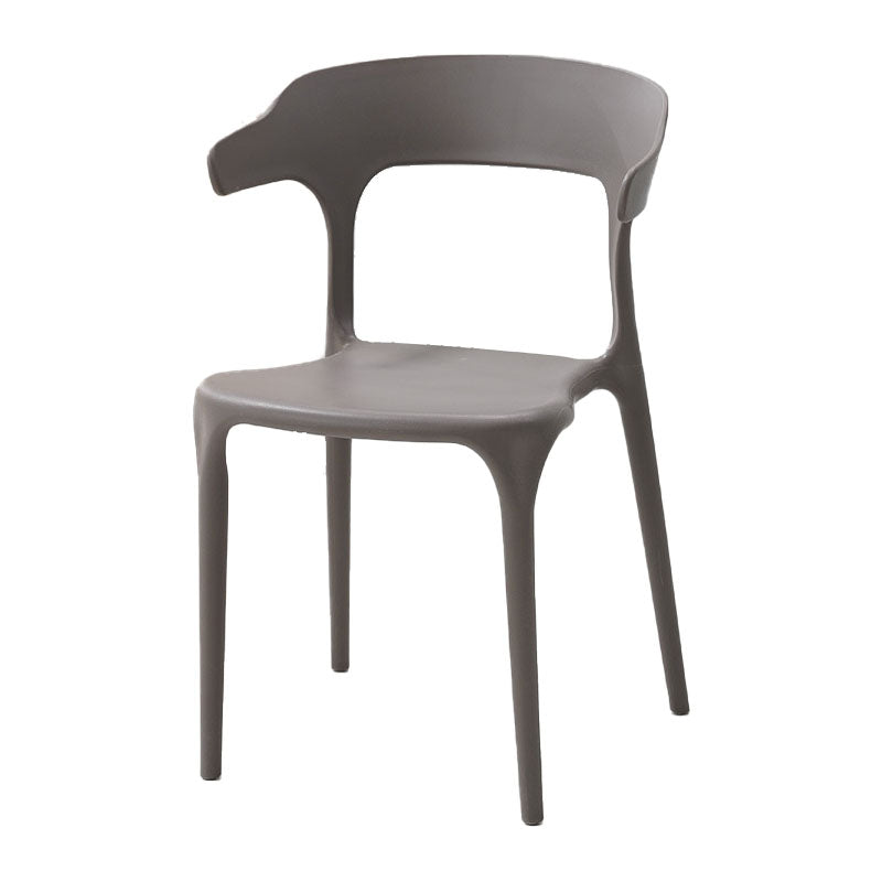 Sillas apilables de estilo moderno, silla con respaldo abierto sin brazos y patas de plástico para cocina