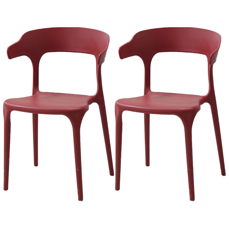 Sillas apilables de estilo moderno, silla con respaldo abierto sin brazos y patas de plástico para cocina