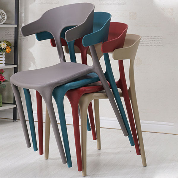 Sillas apilables de estilo moderno, silla con respaldo abierto sin brazos y patas de plástico para cocina
