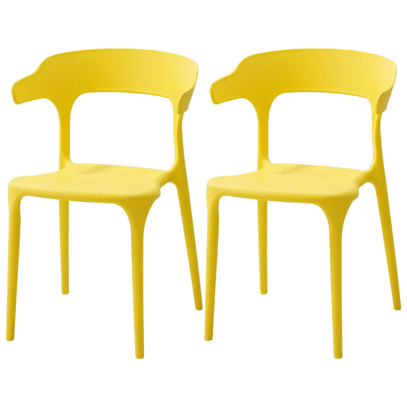 Sillas apilables de estilo moderno, silla con respaldo abierto sin brazos y patas de plástico para cocina