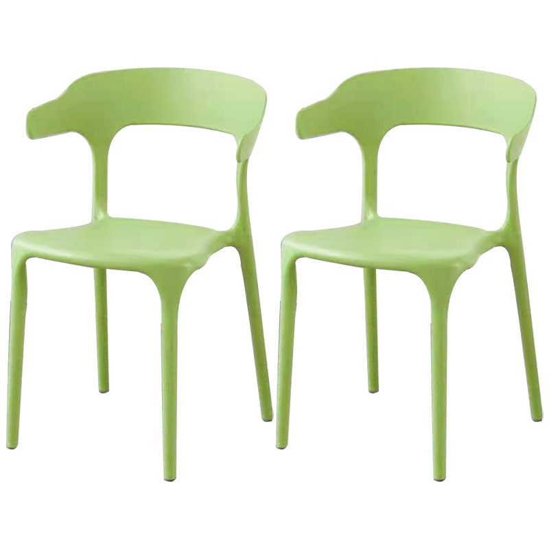 Sillas apilables de estilo moderno, silla con respaldo abierto sin brazos y patas de plástico para cocina