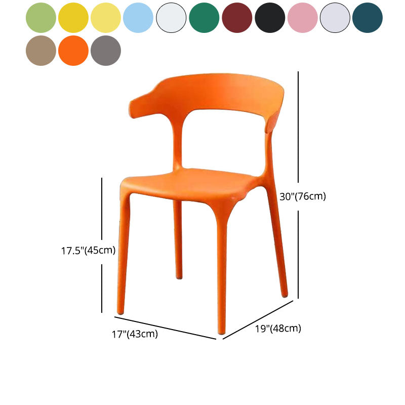 Sillas apilables de estilo moderno, silla con respaldo abierto sin brazos y patas de plástico para cocina